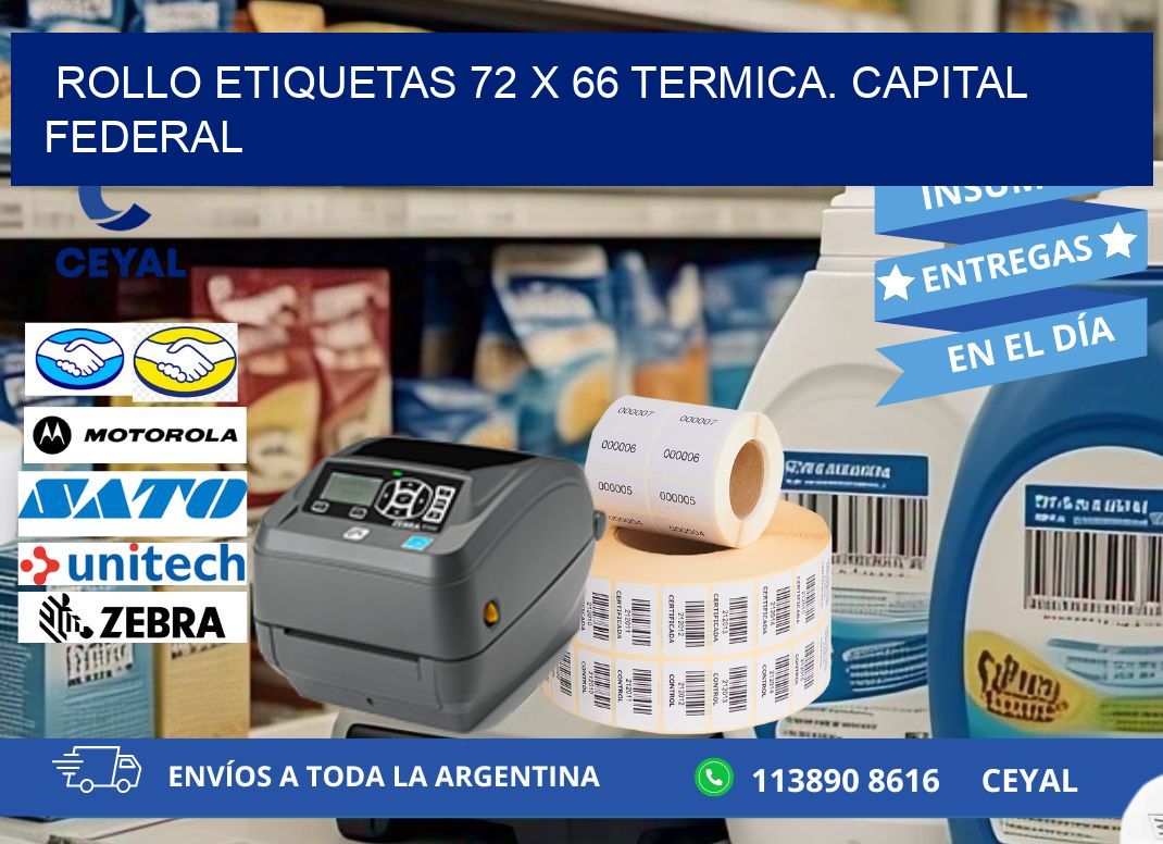 Rollo etiquetas 72 x 66 termica. Capital Federal