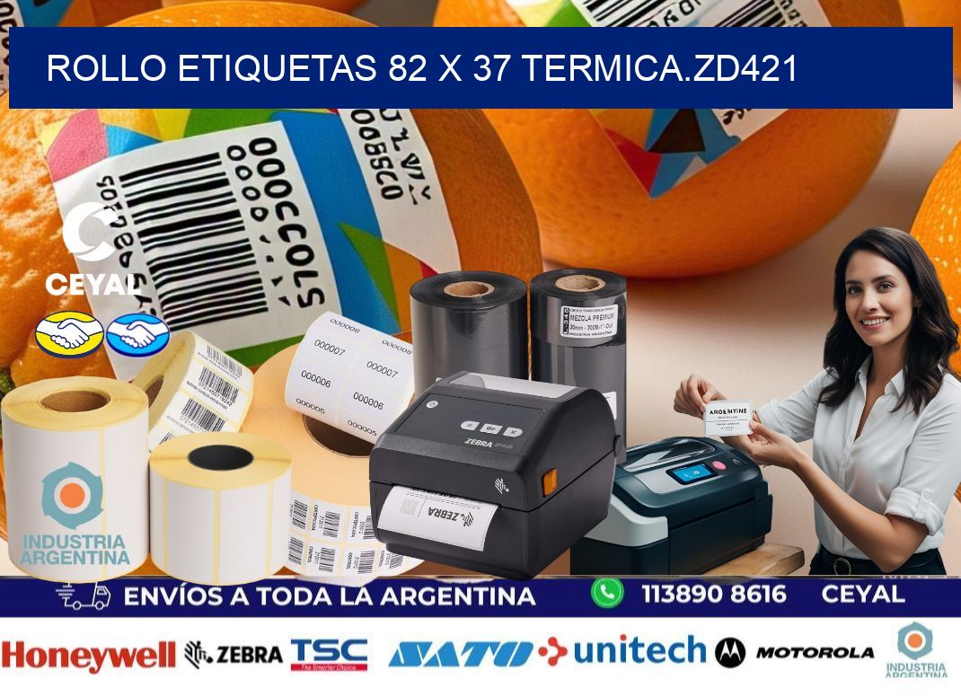 Rollo etiquetas 82 x 37 termica.zd421