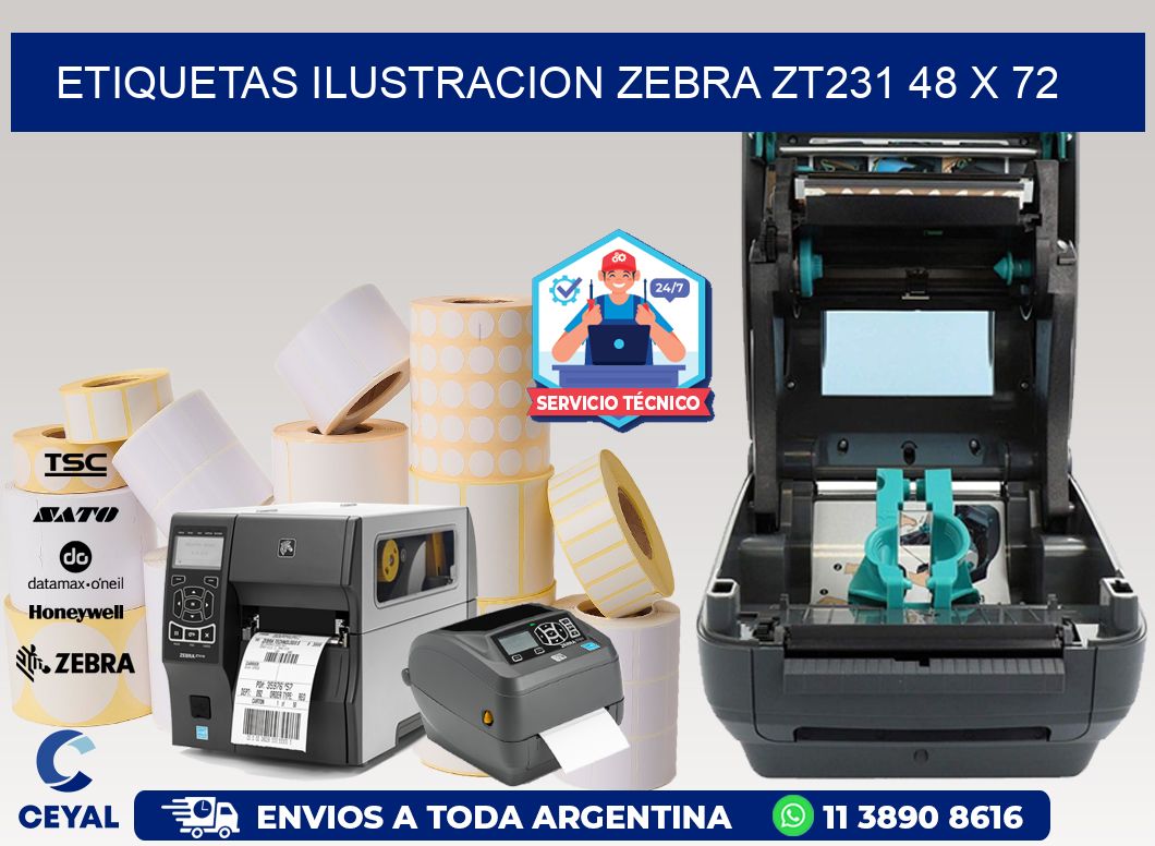 ETIQUETAS ILUSTRACION ZEBRA ZT231 48 x 72