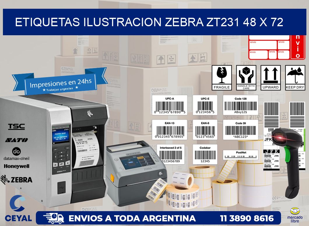 ETIQUETAS ILUSTRACION ZEBRA ZT231 48 x 72