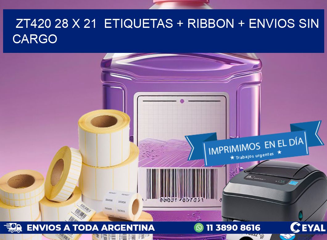 ZT420 28 x 21  etiquetas + ribbon + envios sin cargo