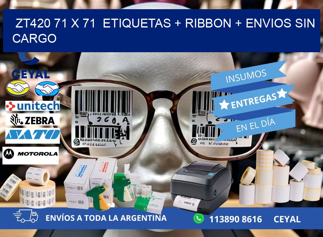 ZT420 71 x 71  etiquetas + ribbon + envios sin cargo