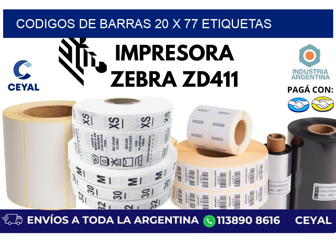codigos de barras 20 x 77 etiquetas