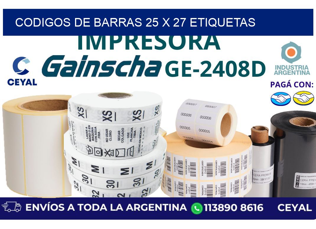 codigos de barras 25 x 27 etiquetas