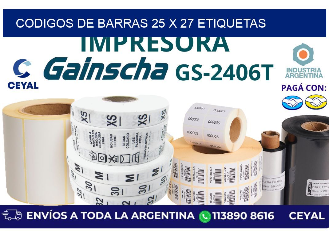 codigos de barras 25 x 27 etiquetas