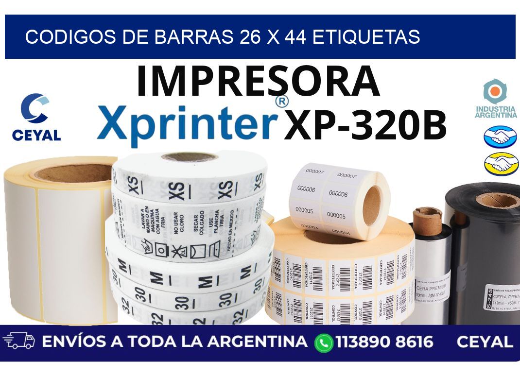 codigos de barras 26 x 44 etiquetas