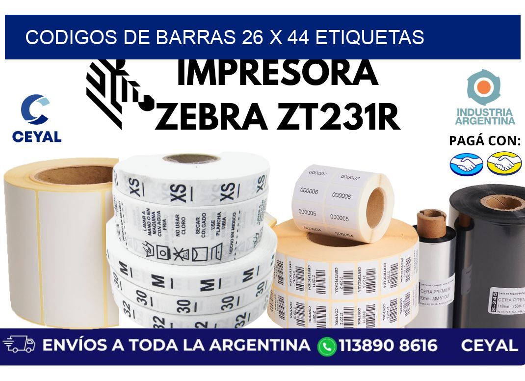 codigos de barras 26 x 44 etiquetas