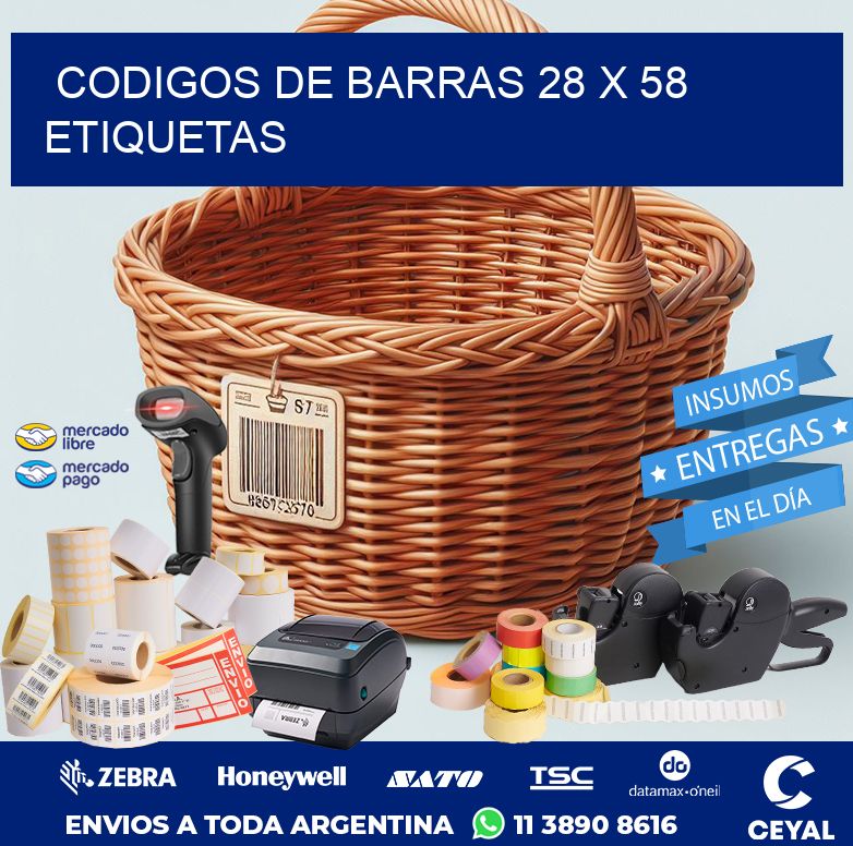 codigos de barras 28 x 58 etiquetas