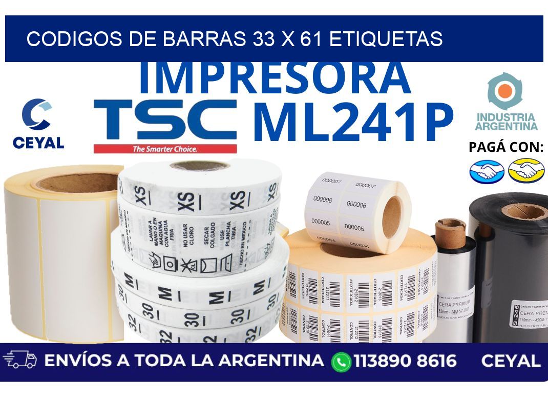 codigos de barras 33 x 61 etiquetas