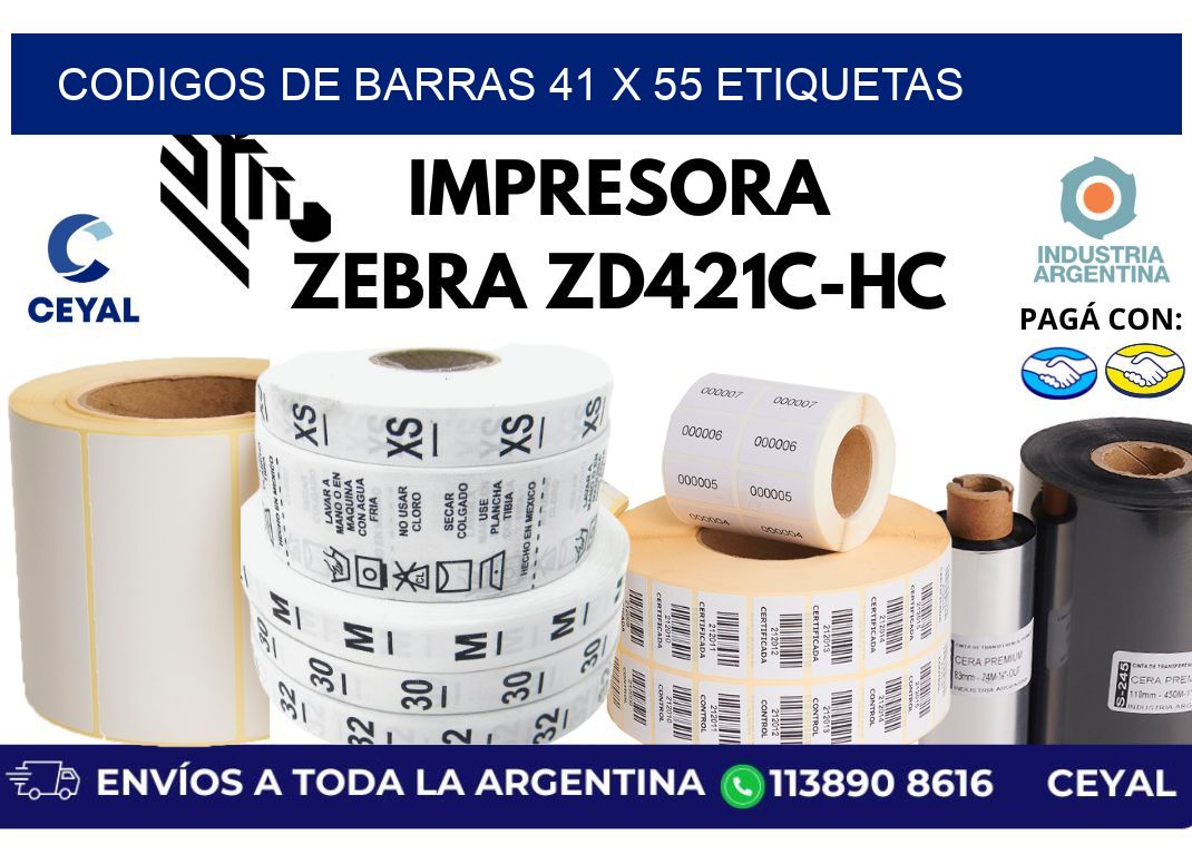 codigos de barras 41 x 55 etiquetas