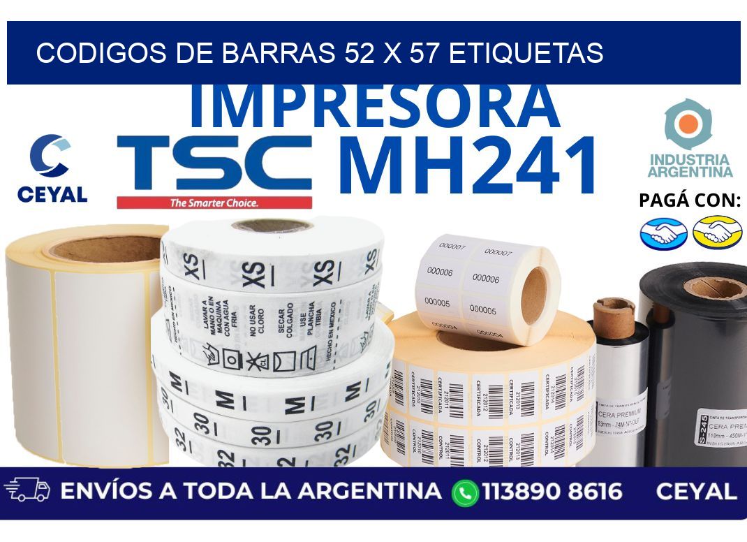 codigos de barras 52 x 57 etiquetas