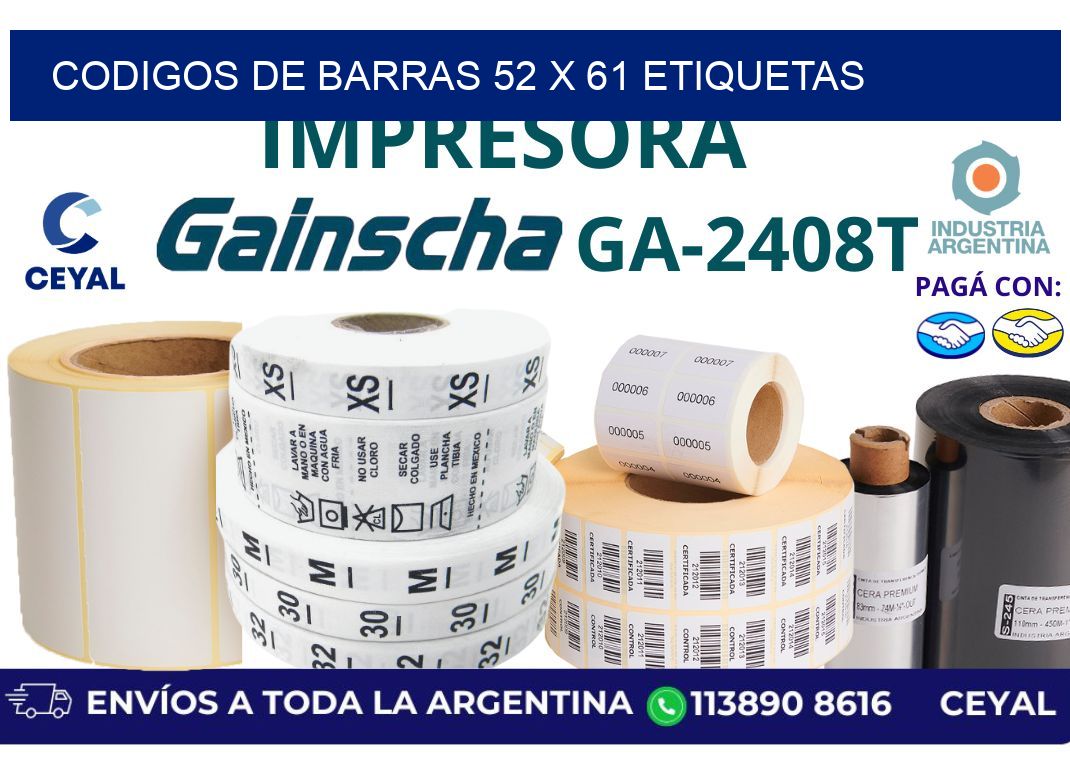 codigos de barras 52 x 61 etiquetas