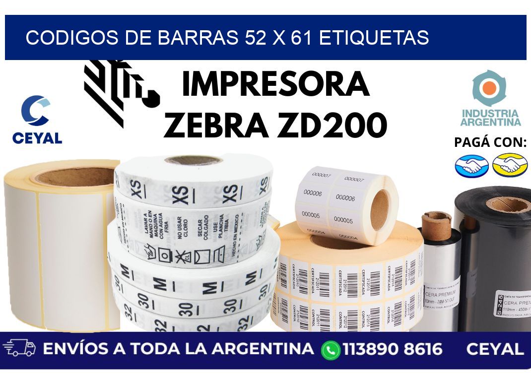 codigos de barras 52 x 61 etiquetas
