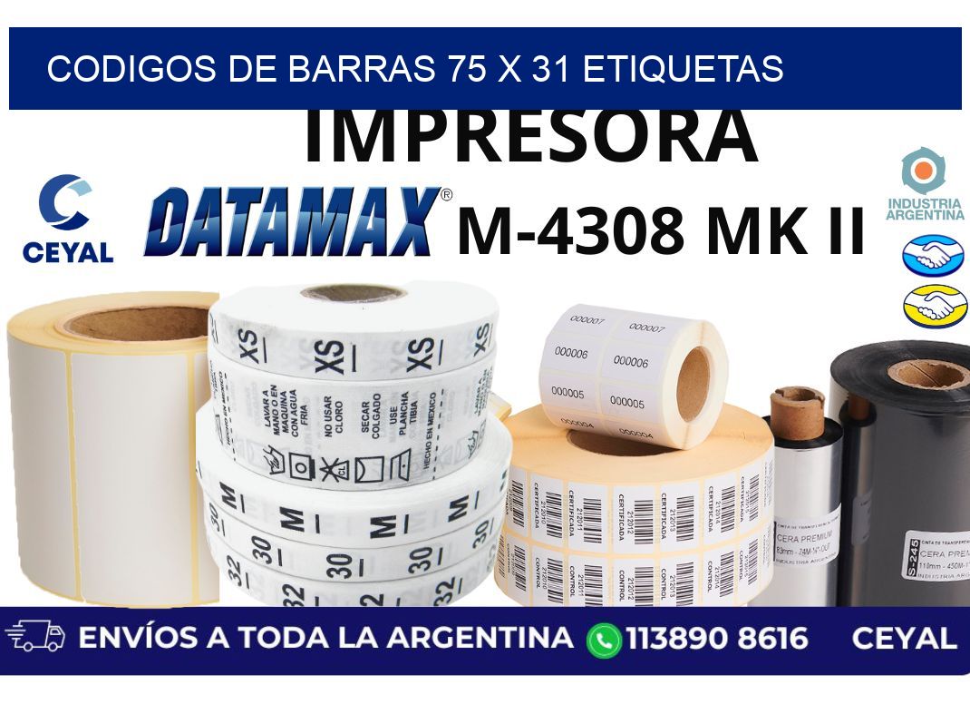 codigos de barras 75 x 31 etiquetas