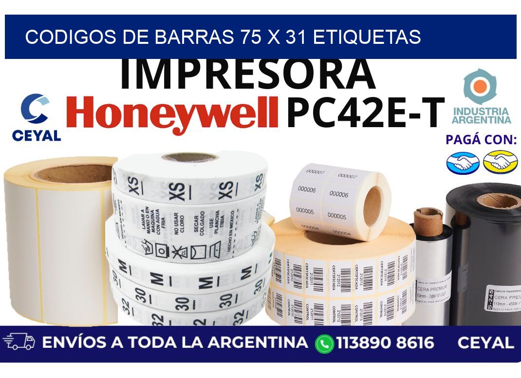 codigos de barras 75 x 31 etiquetas