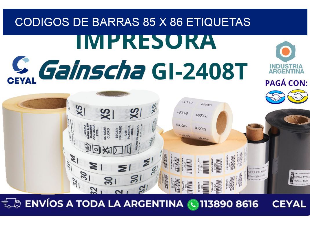 codigos de barras 85 x 86 etiquetas