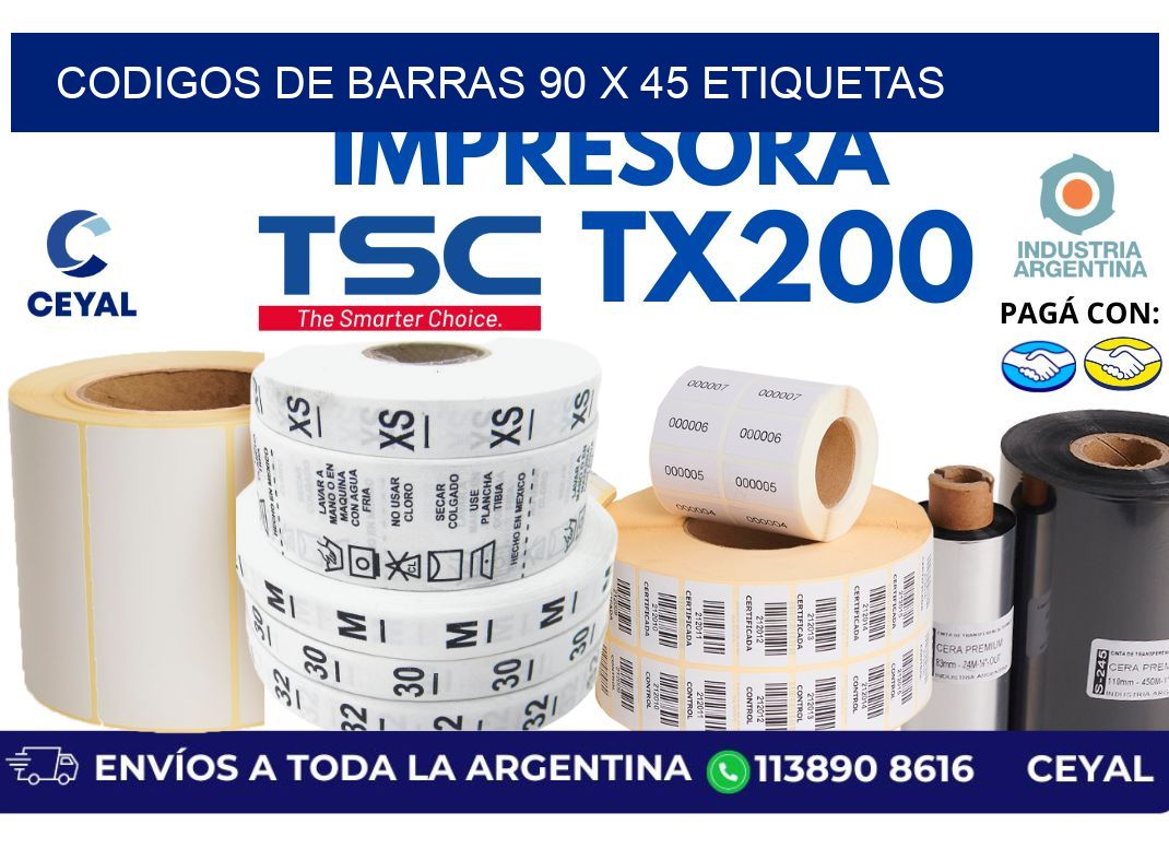 codigos de barras 90 x 45 etiquetas