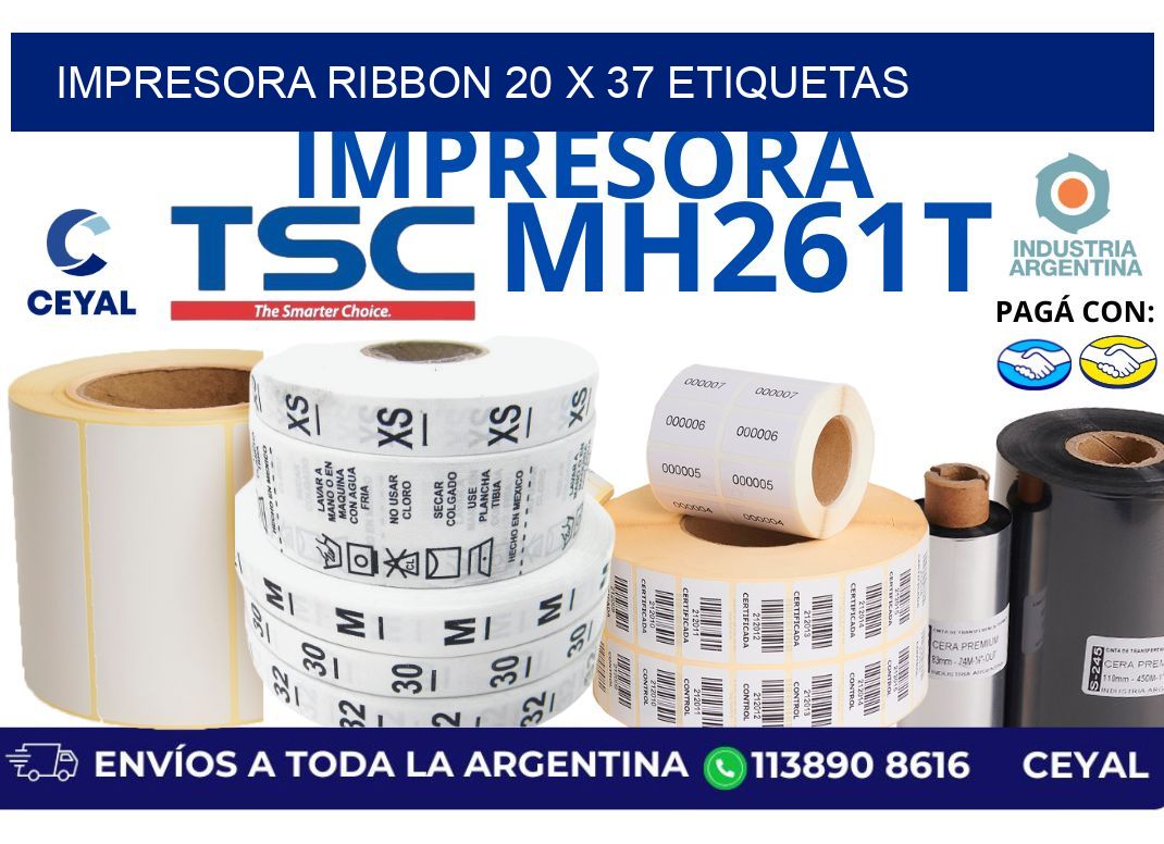 impresora ribbon 20 x 37 etiquetas