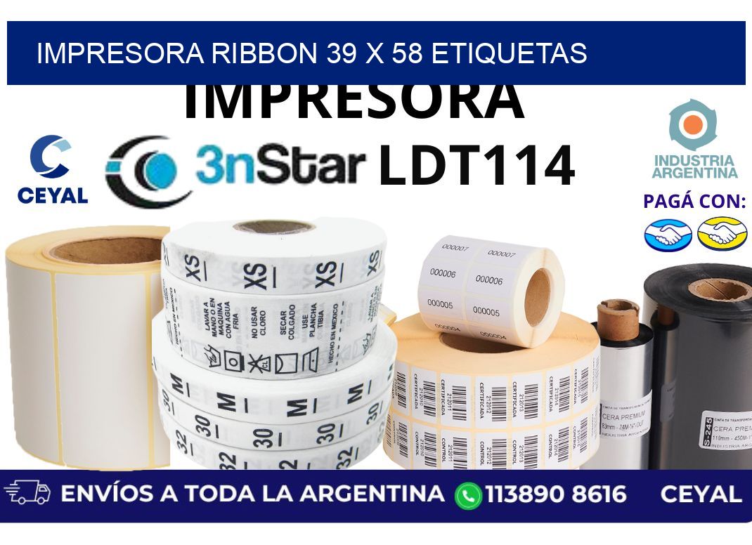 impresora ribbon 39 x 58 etiquetas