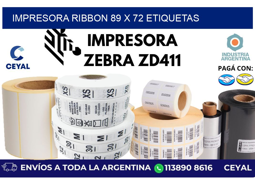 impresora ribbon 89 x 72 etiquetas