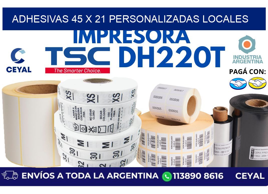 adhesivas 45 x 21 personalizadas locales