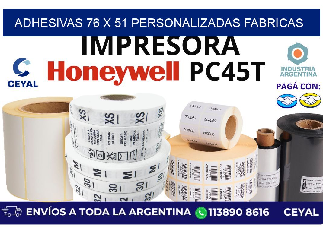 adhesivas 76 x 51 personalizadas fabricas