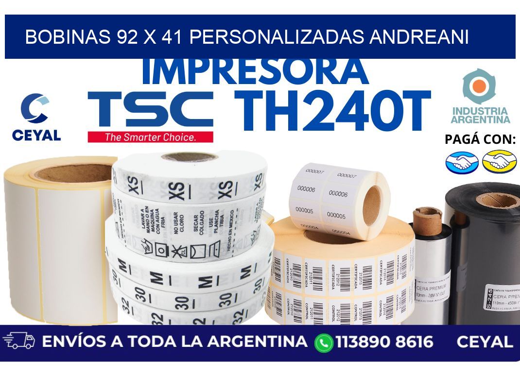 bobinas 92 x 41 personalizadas andreani