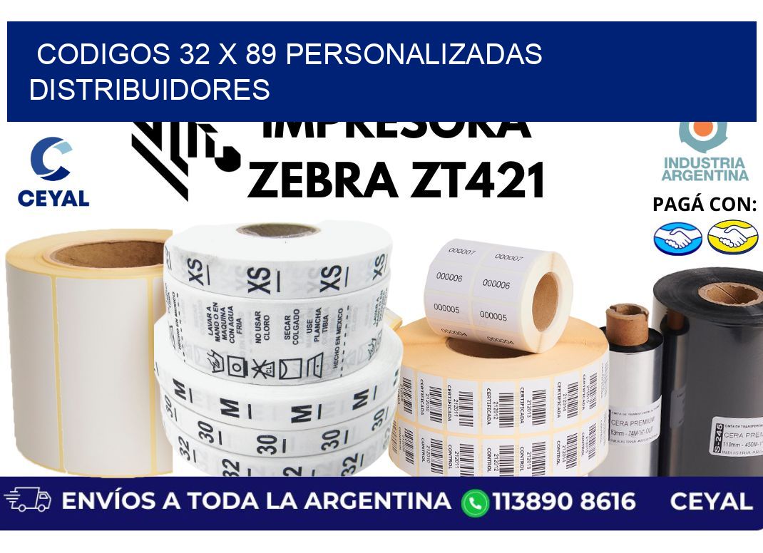codigos 32 x 89 personalizadas distribuidores