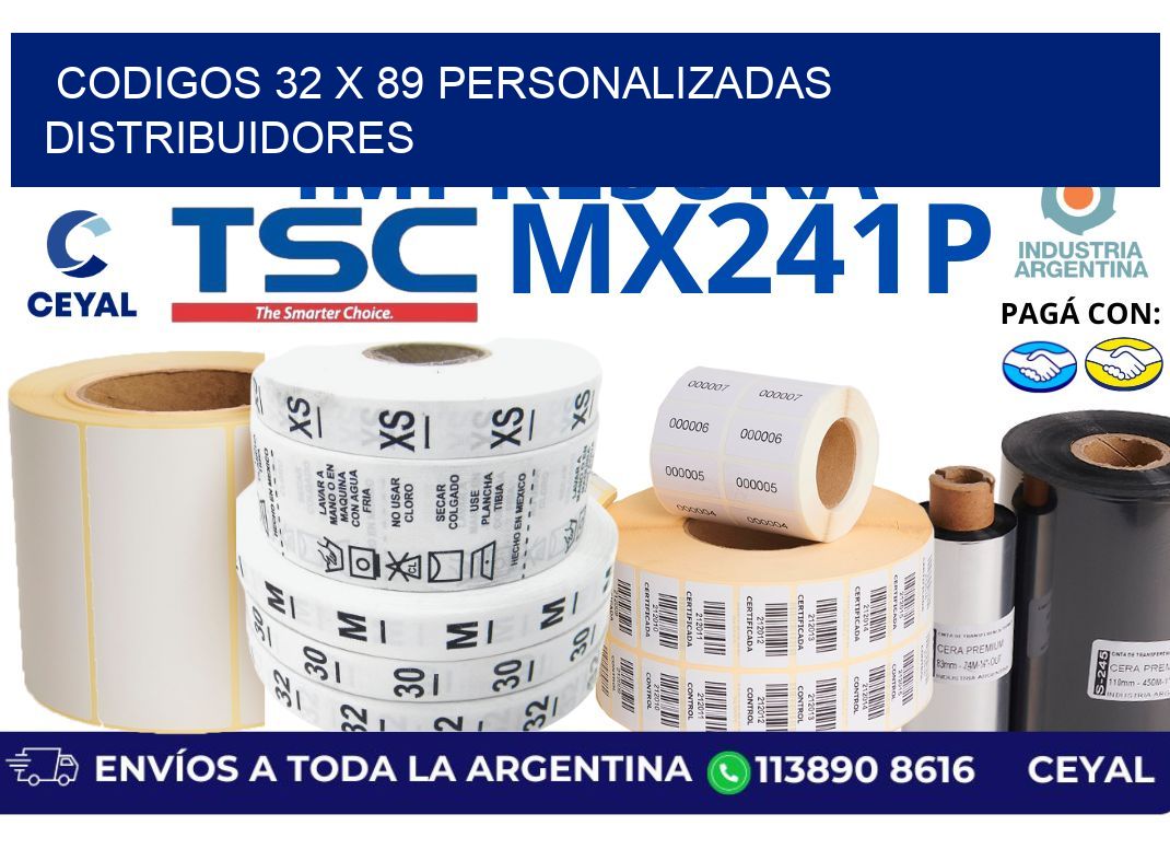 codigos 32 x 89 personalizadas distribuidores