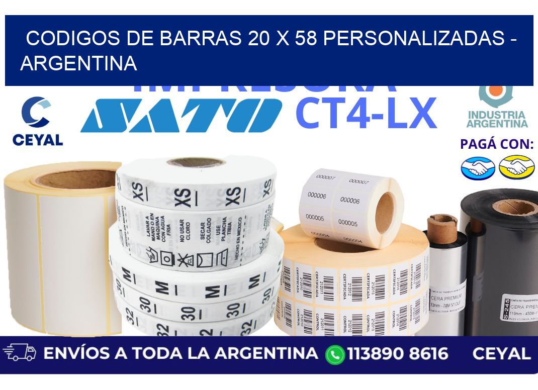 codigos de barras 20 x 58 personalizadas - Argentina
