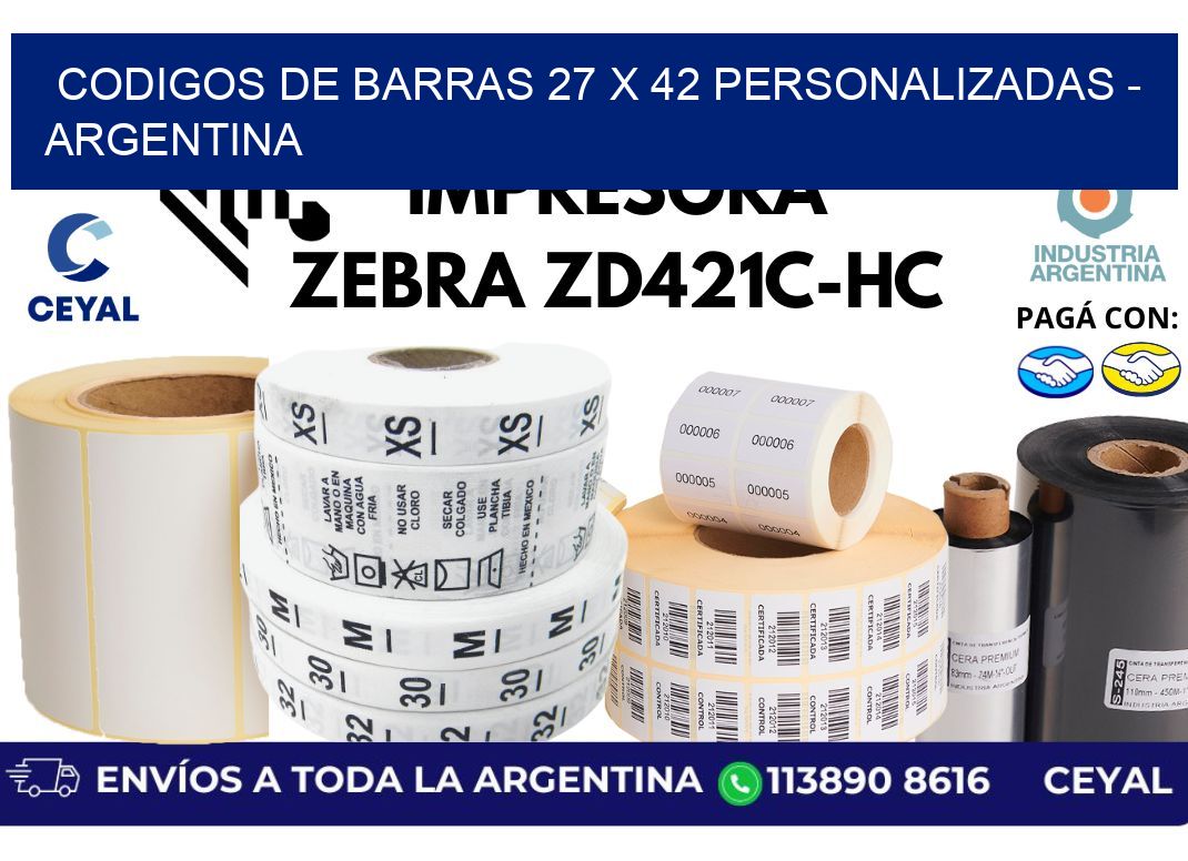 codigos de barras 27 x 42 personalizadas - Argentina