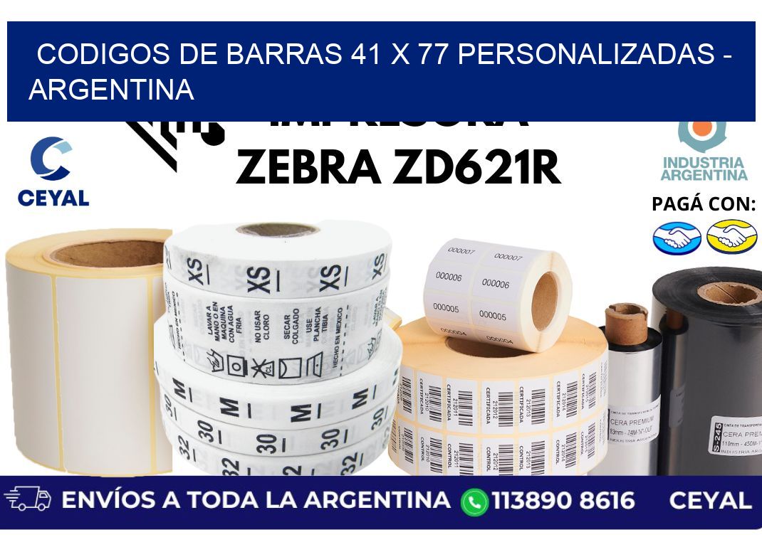 codigos de barras 41 x 77 personalizadas - Argentina