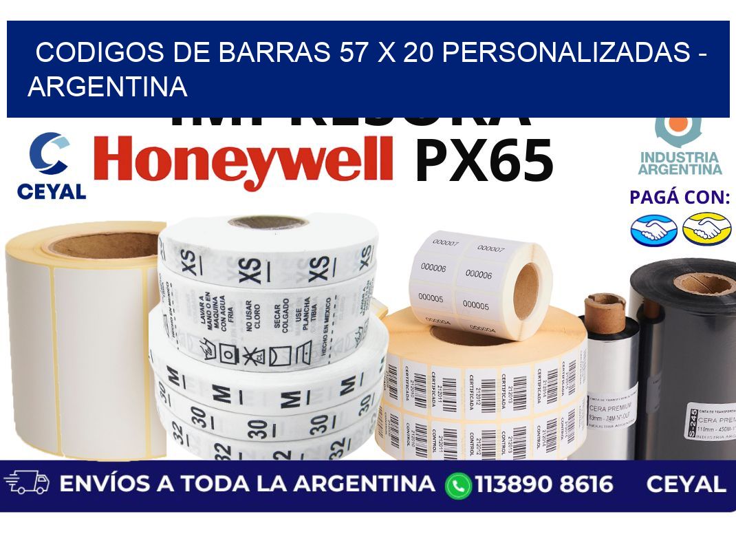 codigos de barras 57 x 20 personalizadas - Argentina