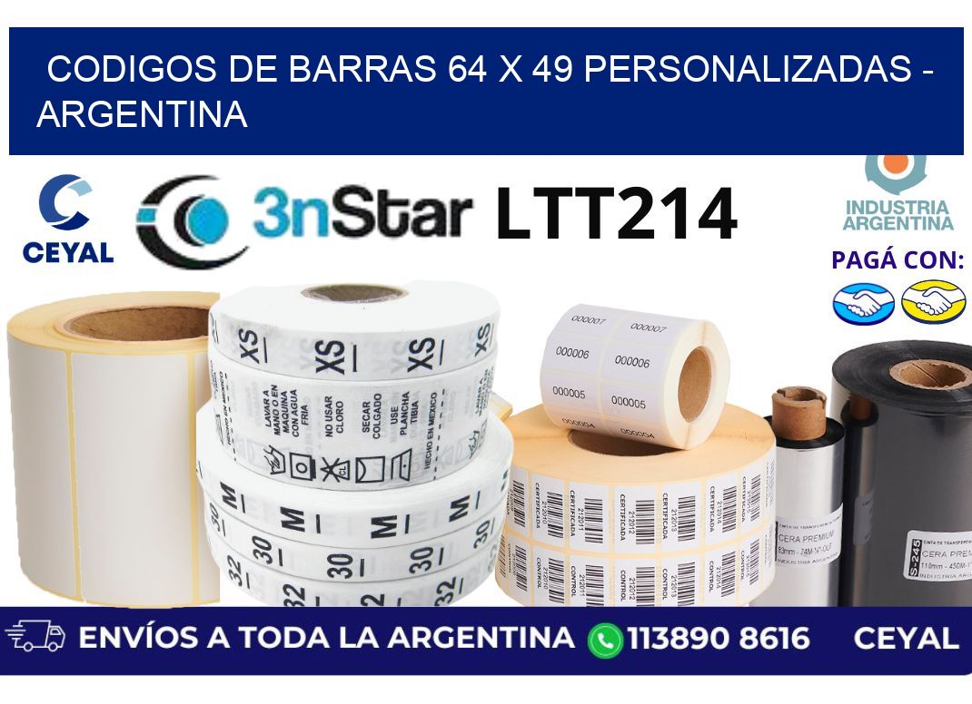 codigos de barras 64 x 49 personalizadas - Argentina
