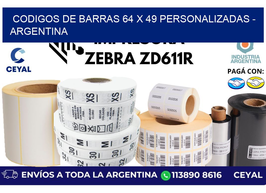 codigos de barras 64 x 49 personalizadas – Argentina