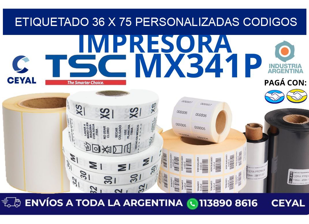 etiquetado 36 x 75 personalizadas codigos