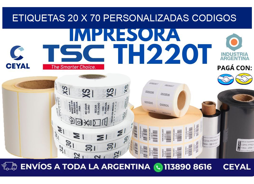 etiquetas 20 x 70 personalizadas codigos