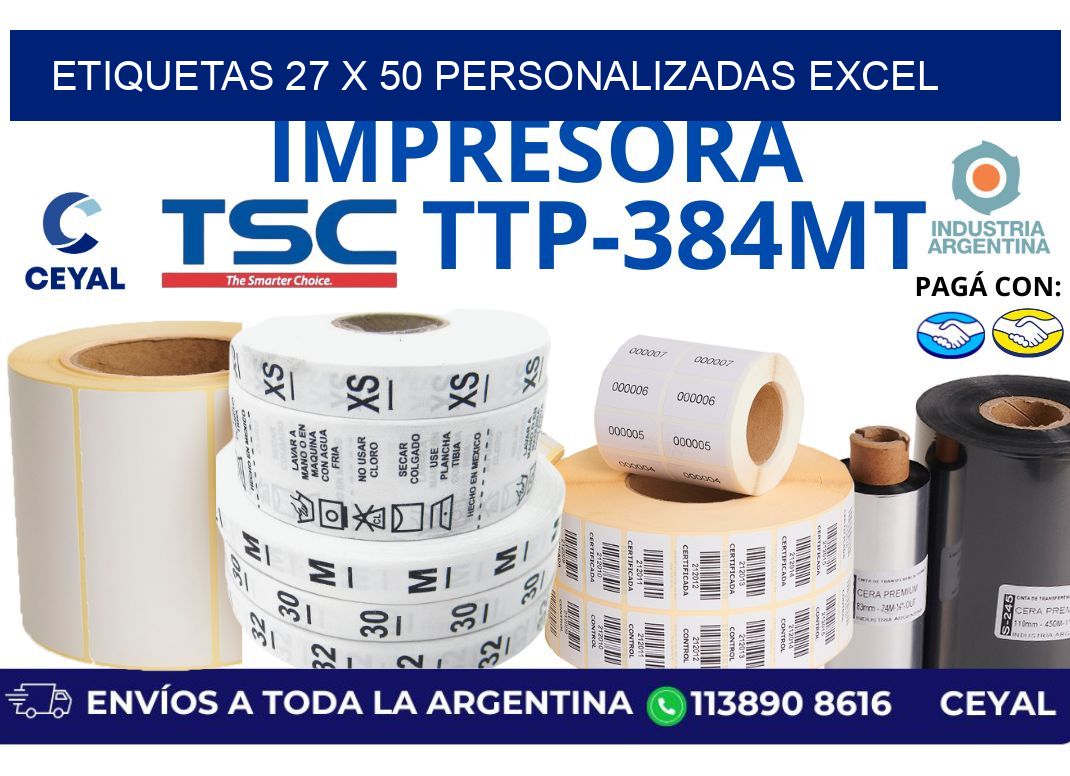 etiquetas 27 x 50 personalizadas excel