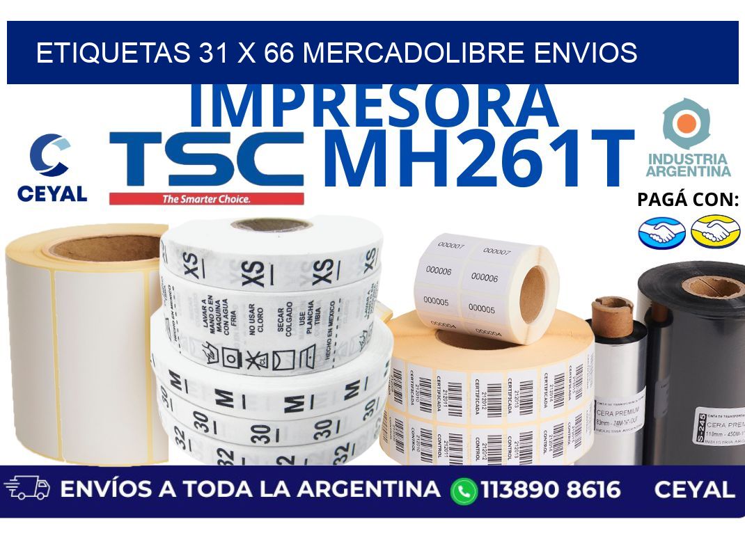 etiquetas 31 x 66 mercadolibre envios