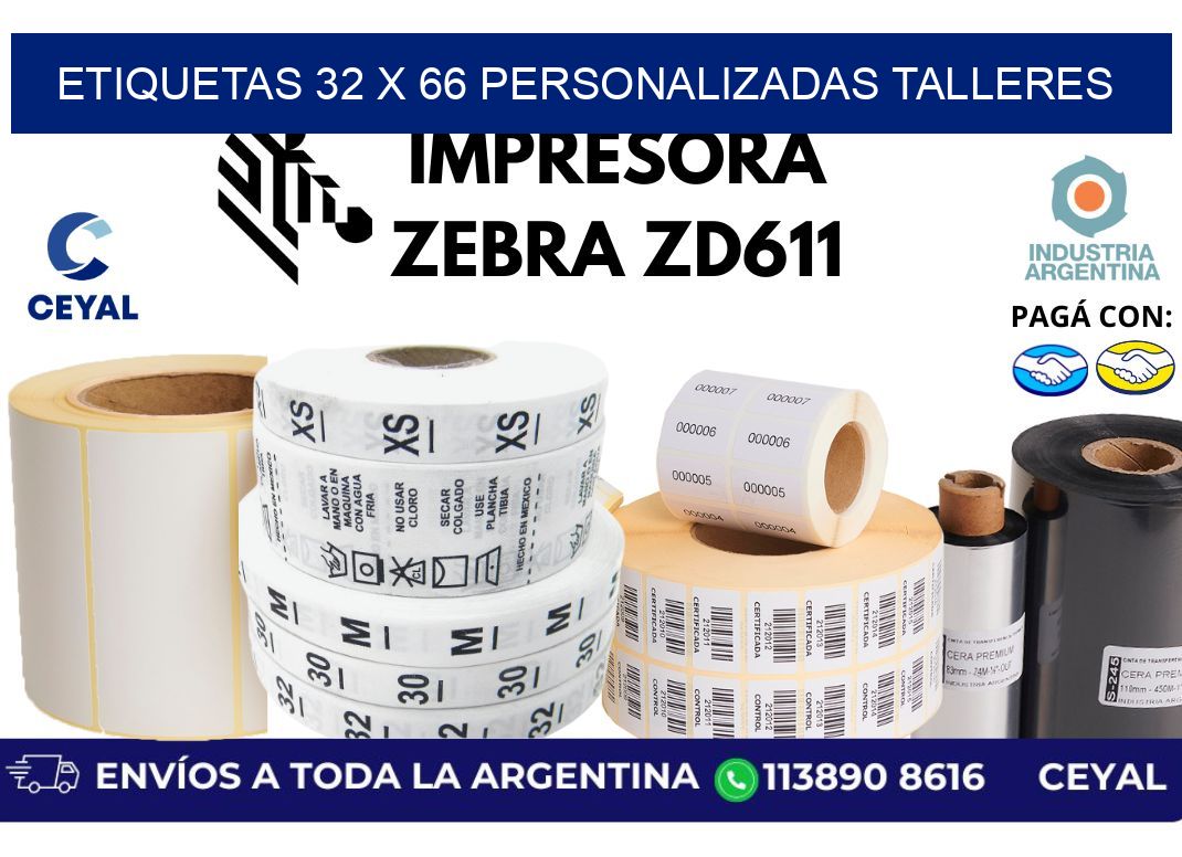 etiquetas 32 x 66 personalizadas talleres