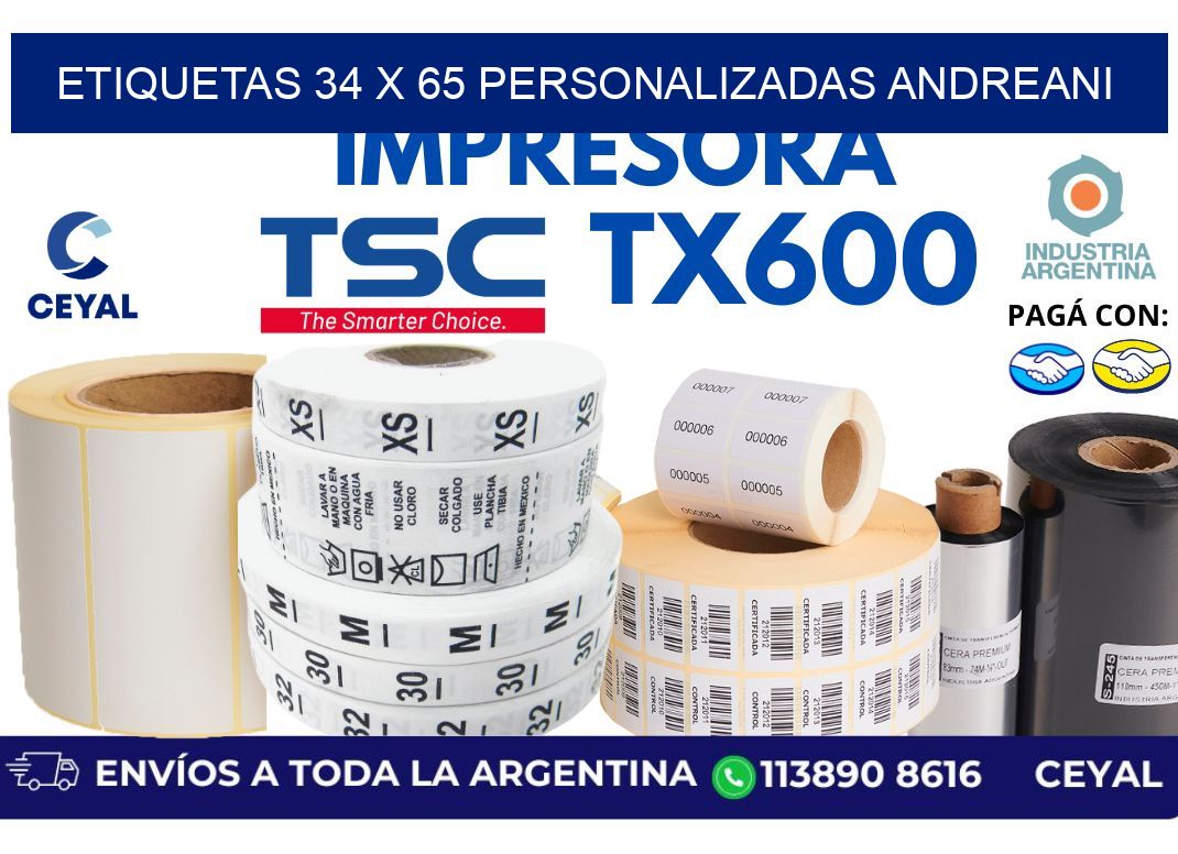 etiquetas 34 x 65 personalizadas andreani