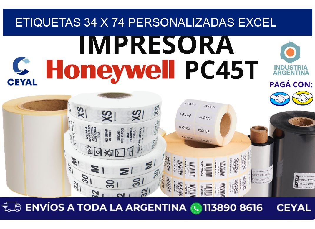 etiquetas 34 x 74 personalizadas excel