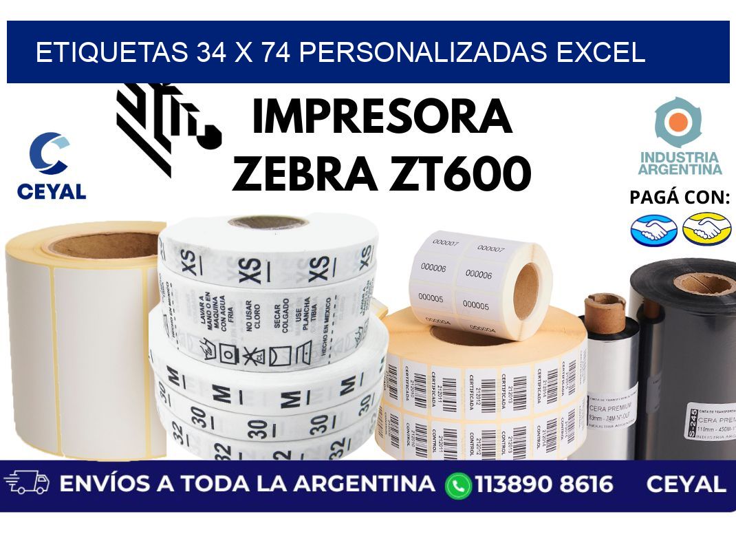 etiquetas 34 x 74 personalizadas excel
