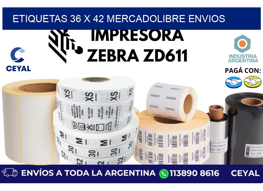 etiquetas 36 x 42 mercadolibre envios