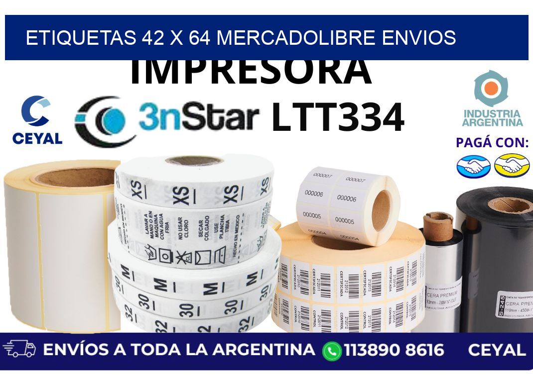 etiquetas 42 x 64 mercadolibre envios