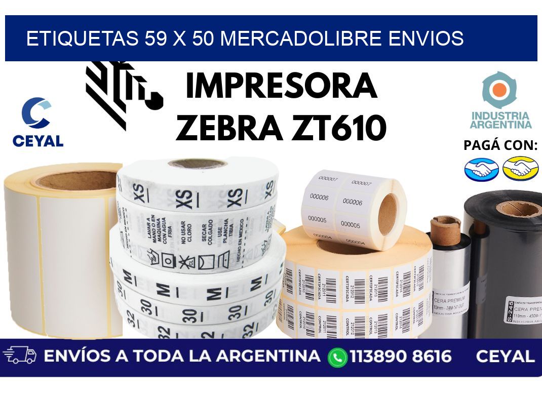 etiquetas 59 x 50 mercadolibre envios