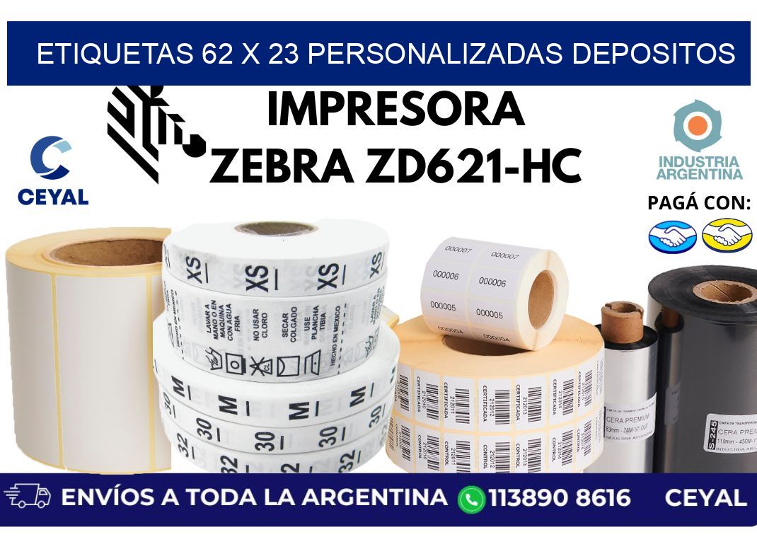 etiquetas 62 x 23 personalizadas depositos