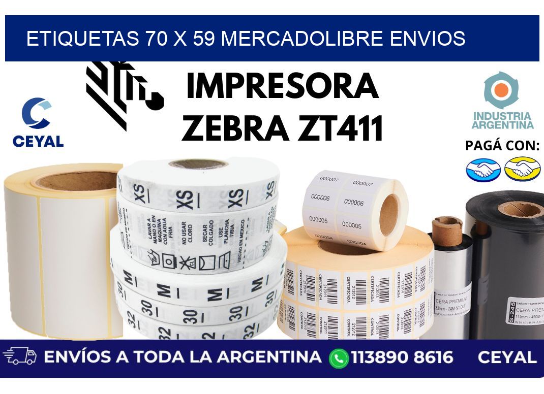 etiquetas 70 x 59 mercadolibre envios