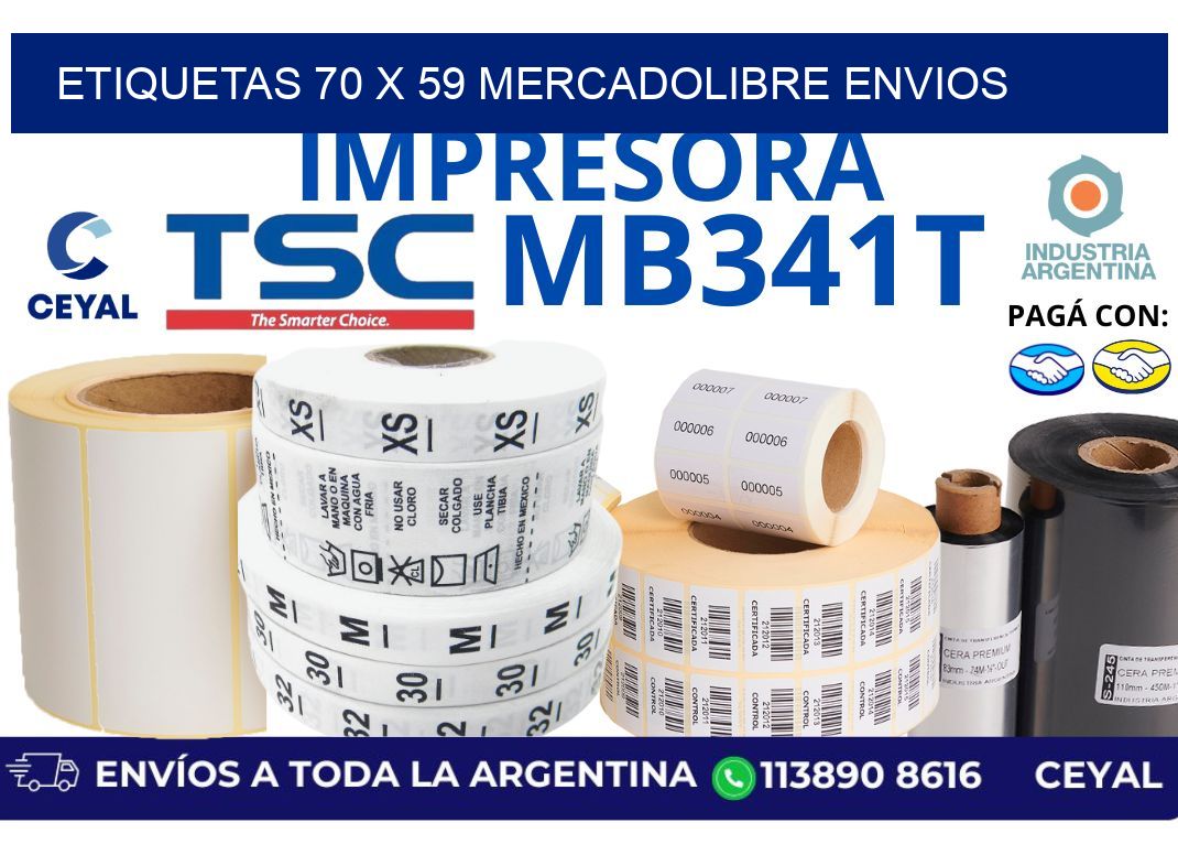 etiquetas 70 x 59 mercadolibre envios