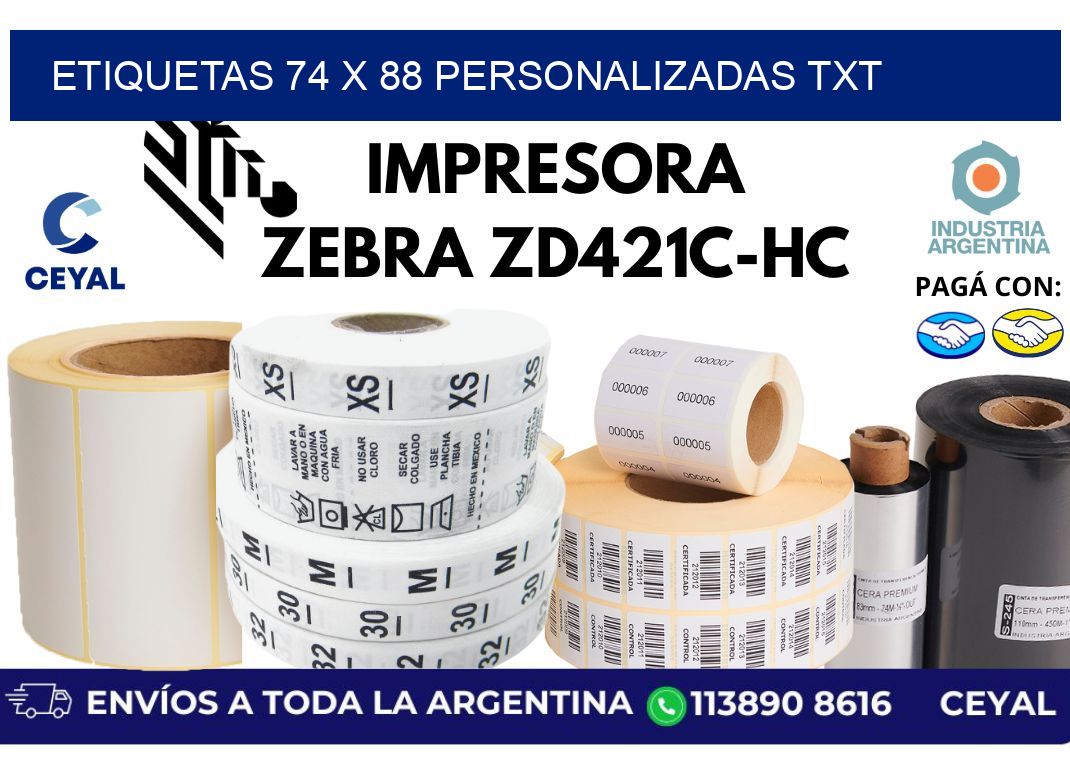 etiquetas 74 x 88 personalizadas txt